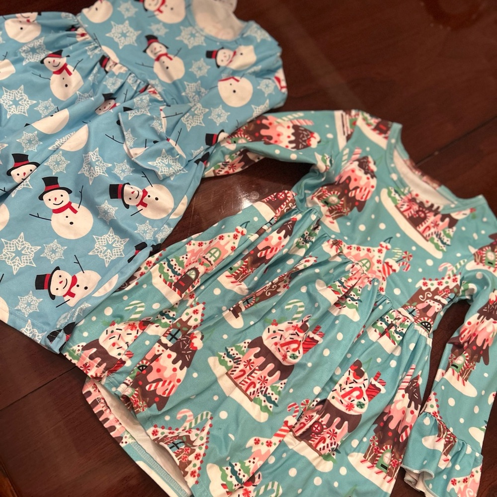 Festive Snowman and Christmas Tree Dresses